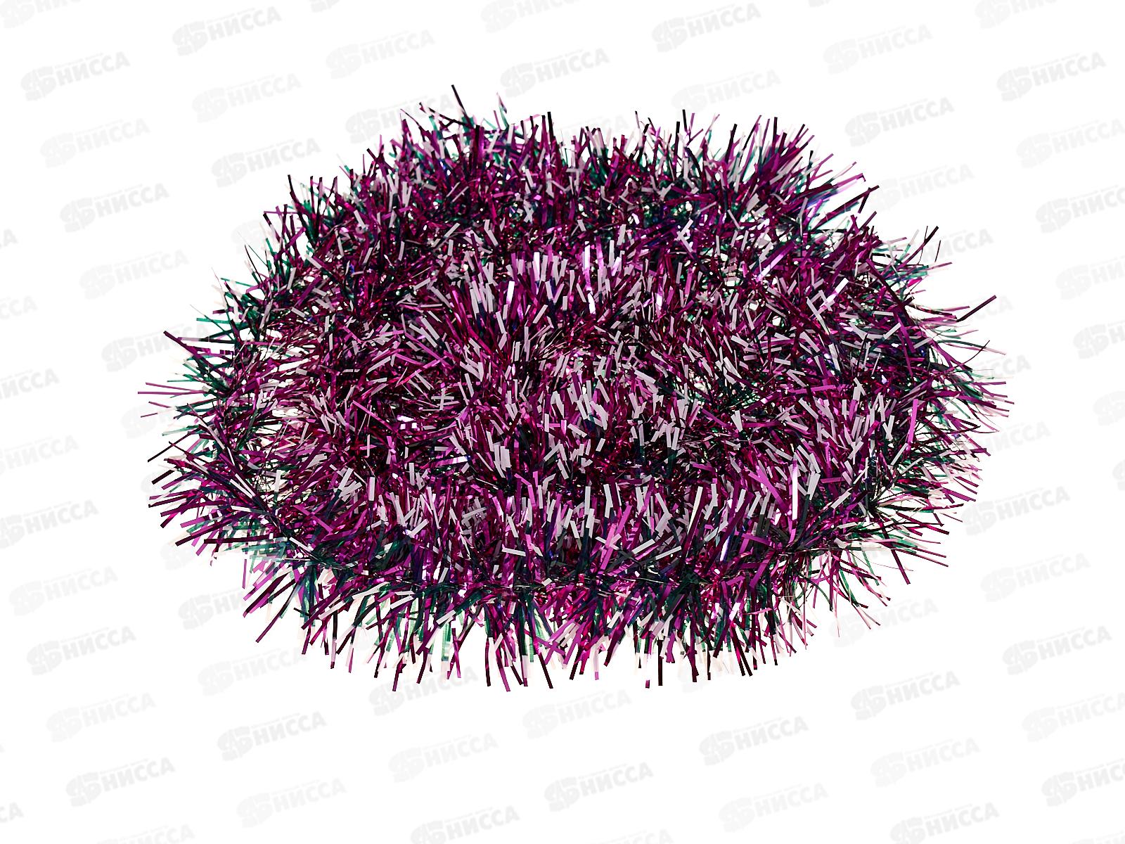 Мишура 002015змейка с белыми кон. 5см х 2м.сирень-белый AL-3343,*800