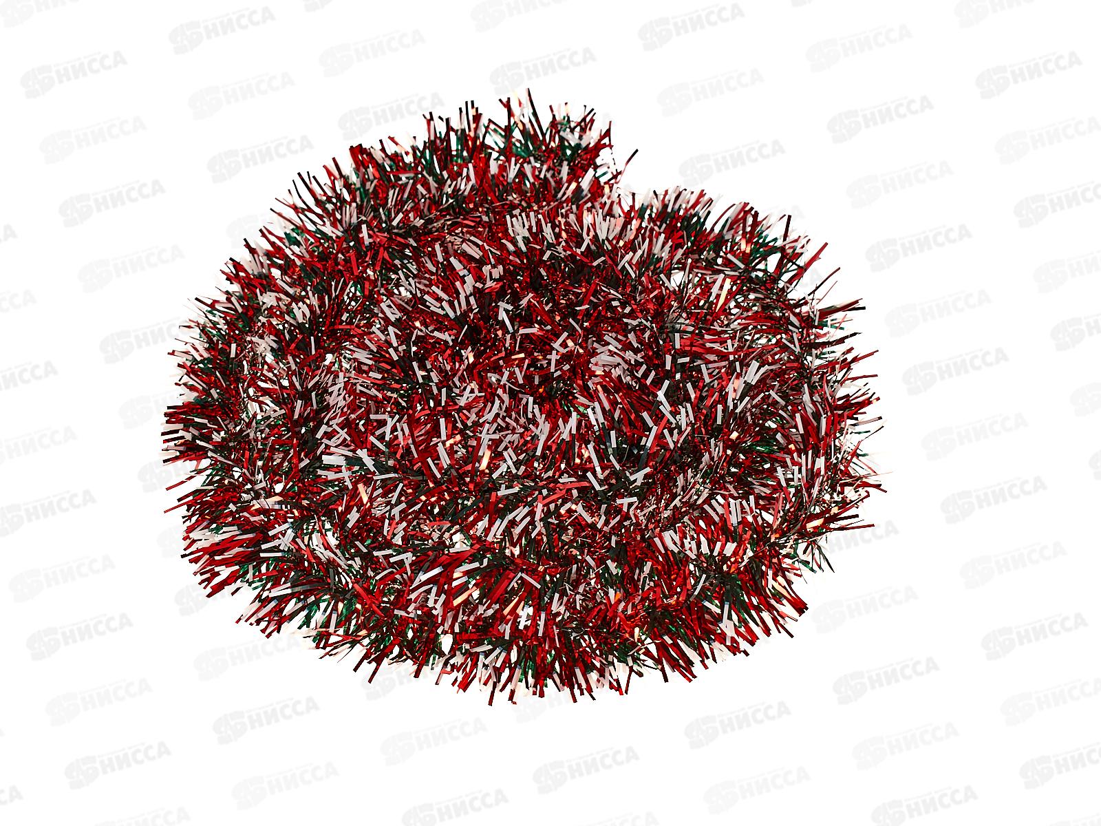 Мишура 002015змейка с белыми кон. 5см х 2м.красно-белый AL-3343,*800