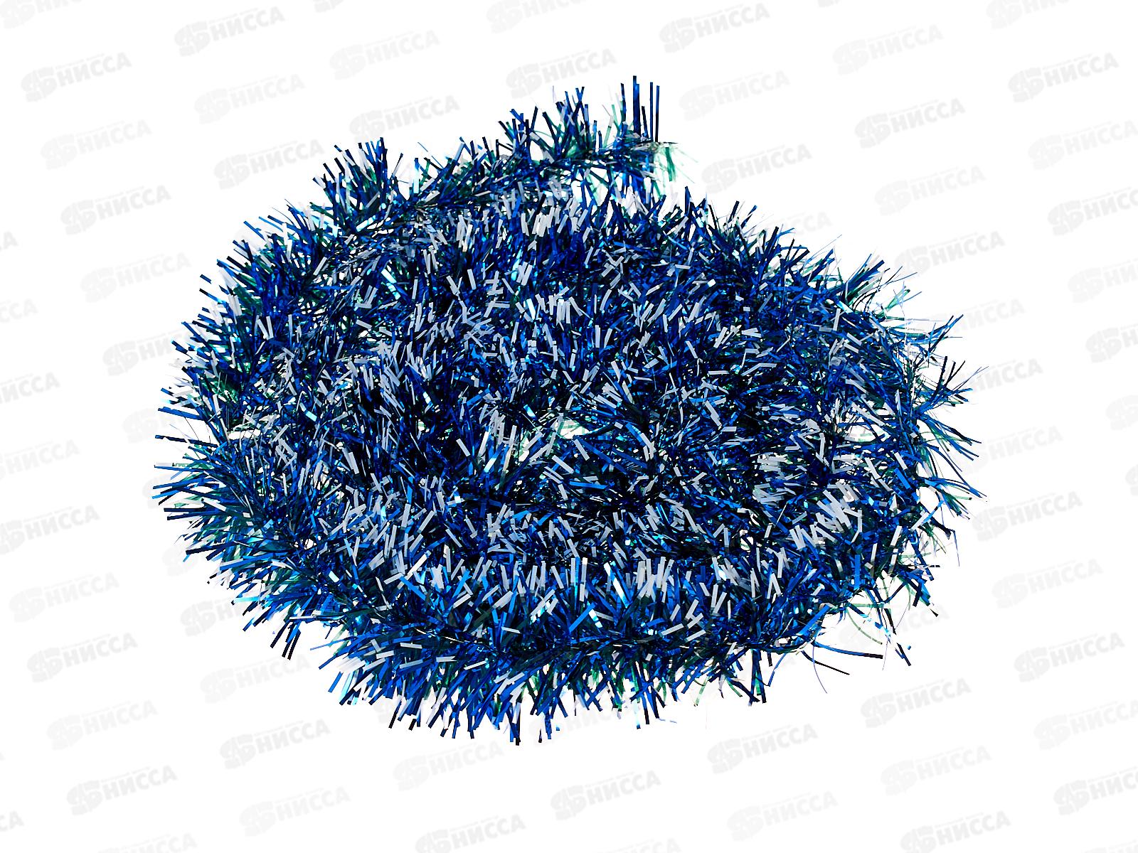 Мишура 002015змейка с белыми кон. 5см х 2м.синий-белый AL-3343,*800