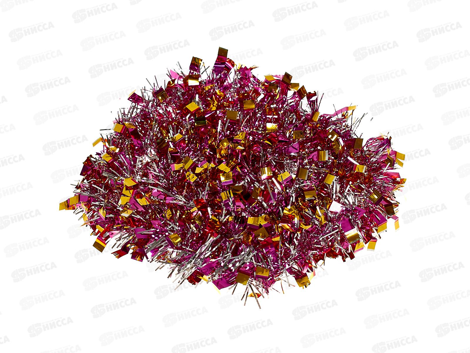 Мишура 002015 квадратики 5см х 2м.сирень-золото, AL-3345, *800