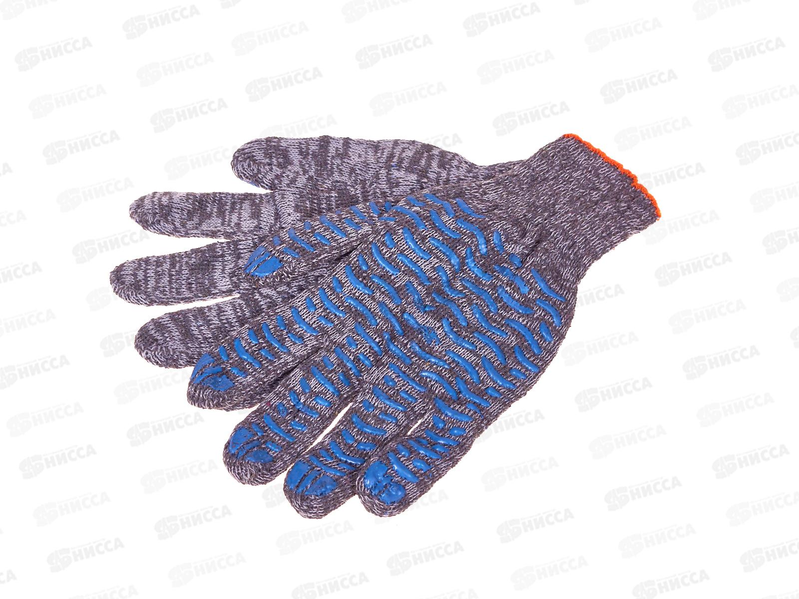 Перчатки хлопчатобумажные с ПВХ волна, серые, 5н, 10кл, од/овер, 10/400