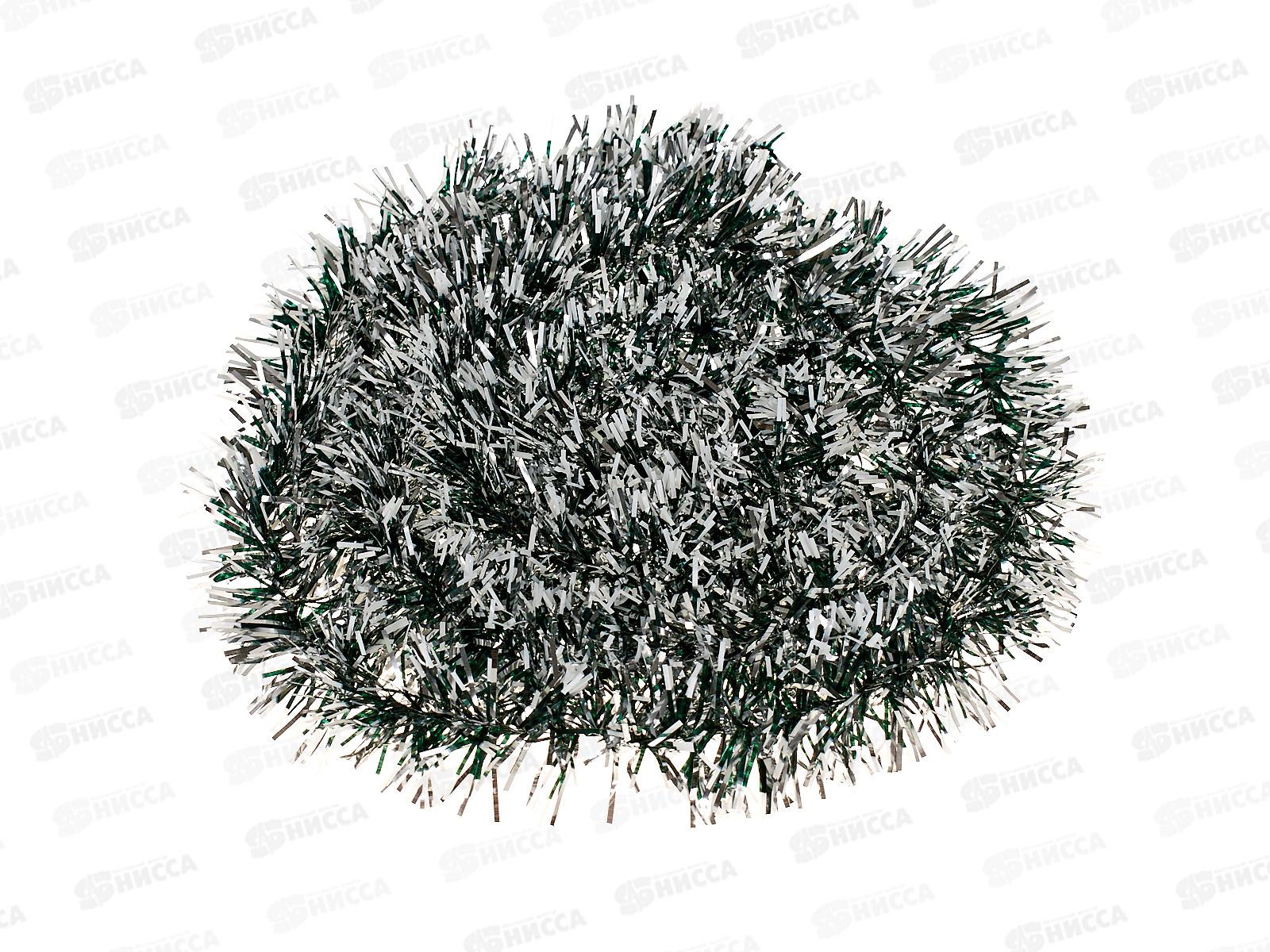 Мишура 002015 5см х 2м, AL-3154 темно-зеленый с белым концом*400