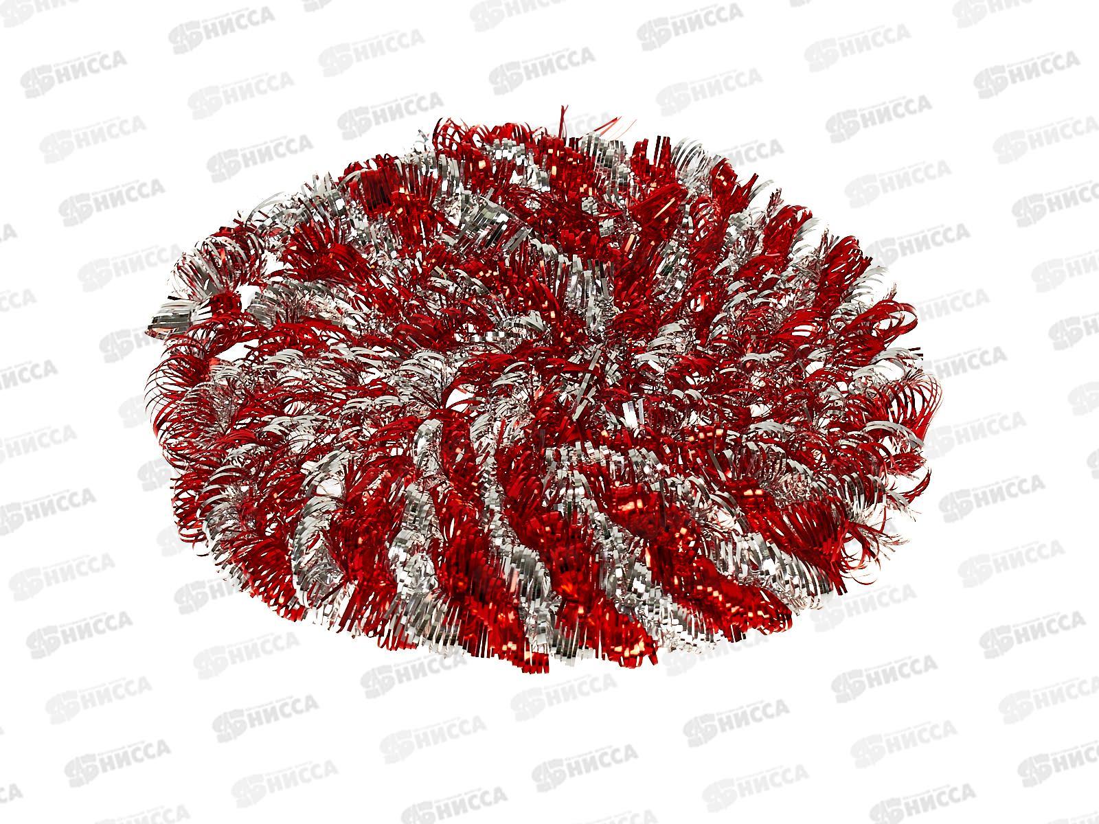 Мишура 002015 4см х 2м, AL-8106 красный+серебро *400