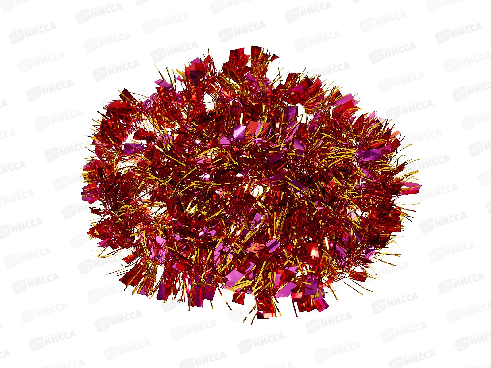 Мишура 002015 переливка  5см х 2м сирень-красный-золото, AL-3347 *400