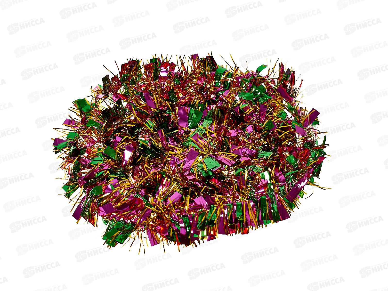 Мишура 002015 переливка  5см х 2м сирень-зеленый-золото, AL-3347 *400