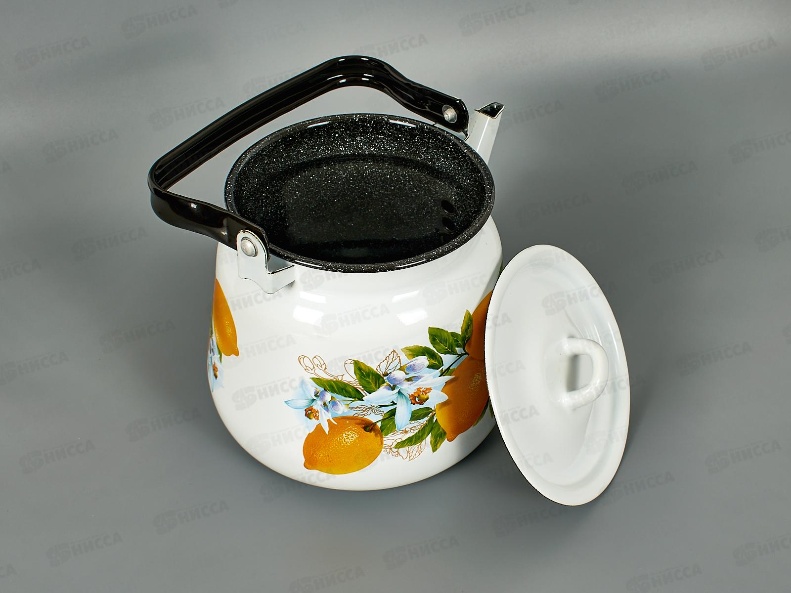 Чайник 3,5л декоративный сферический Белый/черный рябчик с петлей С2716.Р *4