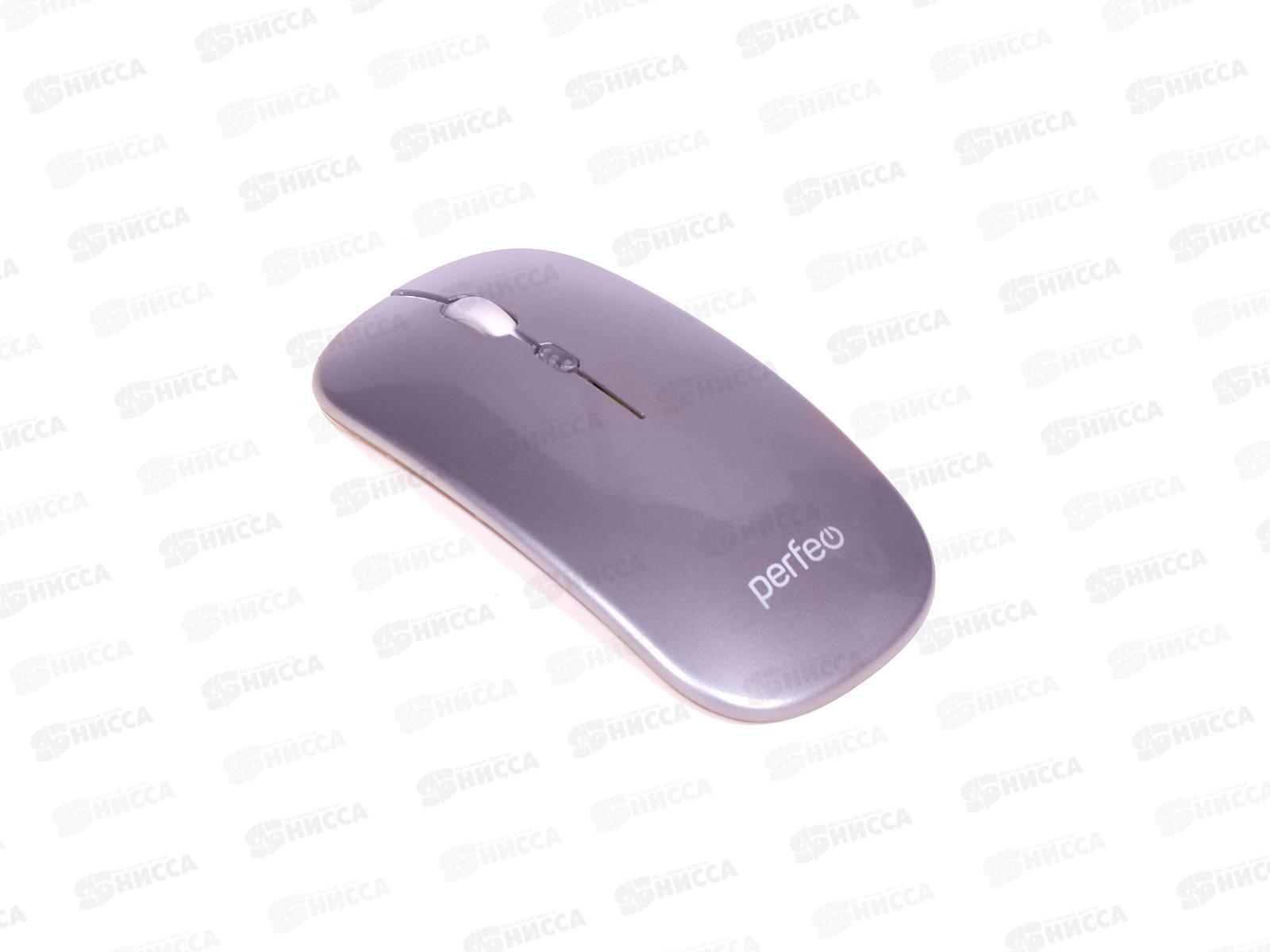 Мышь Perfeo беспроводная &quotLUX&quot, 4 кнопки, подкл 2.4G+BT, аккум 500мАч, type-C, подсв, 1600DPI, серый, , PF_C3592