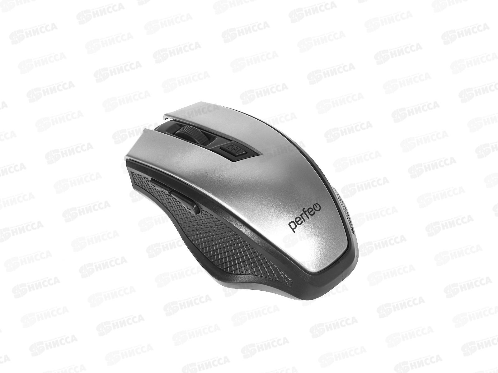 Мышь Perfeo беспроводная оптическая &quotFLAIR&quot, 6 кнопки, 800-1600DPI, USB, серебристая, PF_C3590