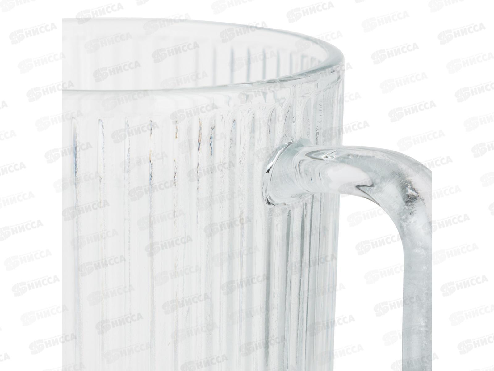 Кружка 340мл с рельефным узором, стекло, MILLIMI, 806-174   г