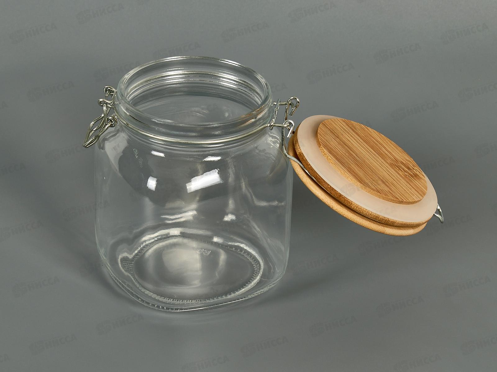 Банка стеклянная с бамбук крышкой 11,5*11,5*14,7см 1000мл 40108 *12