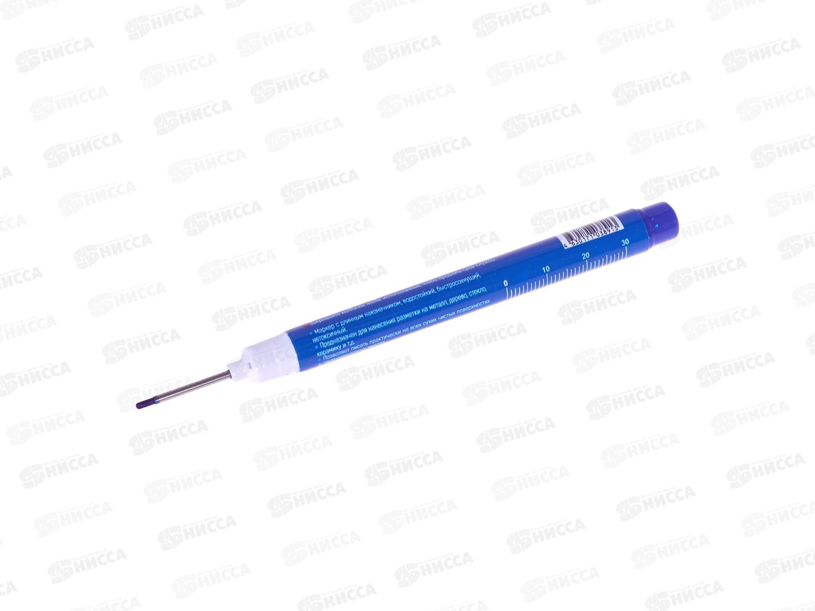 Маркер краска строительный с длинным наконечником синий Vertextools *20