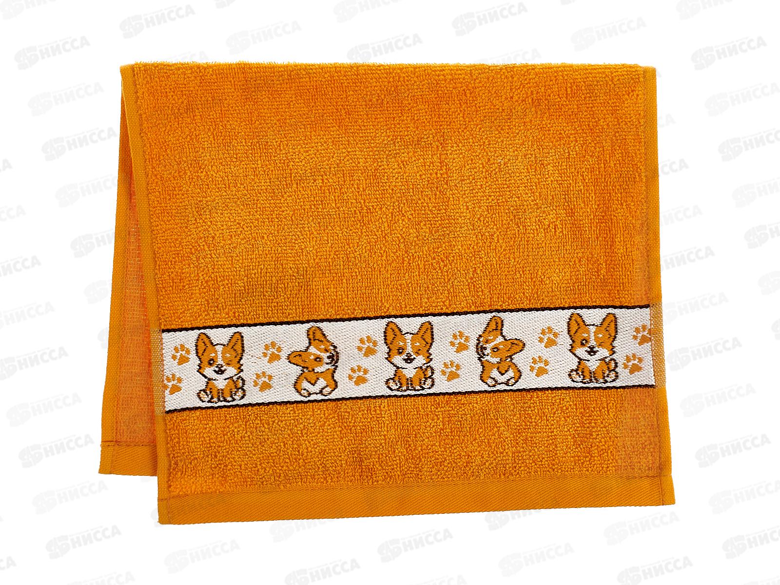 Полотенце махровое 30*50 Корги оранжевый