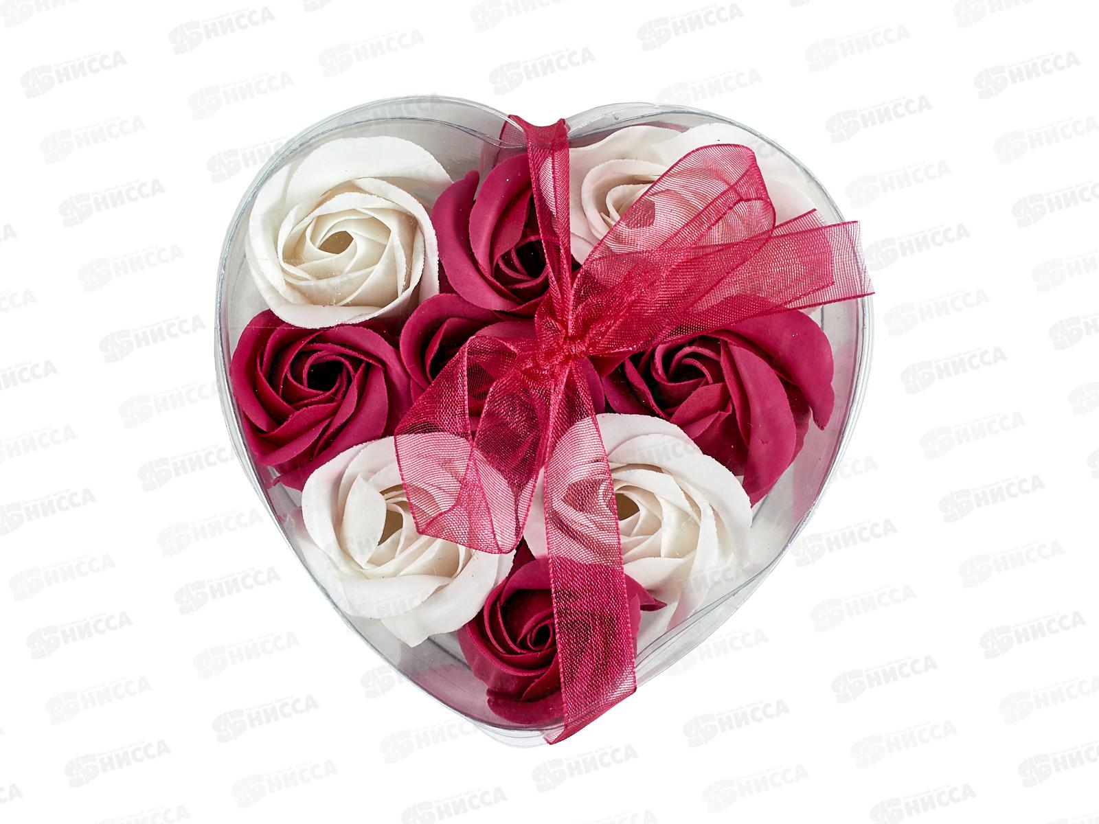 Набор под. &quotБелые и бордовые розы&quot 9 мыльных лепестков 6962280