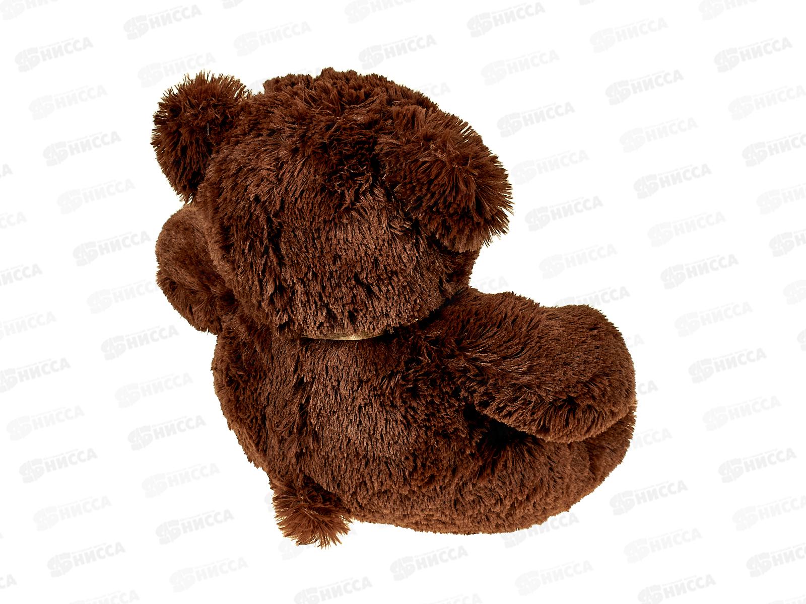 Медведь Феликс 38см, цвет-темно-коричневый, с лентой  Мила