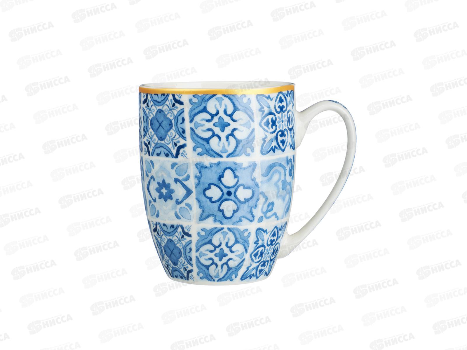 Кружка 350мл Голубая мозаика, фарфор, 4 дизайна, MILLIMI, 806-279   г