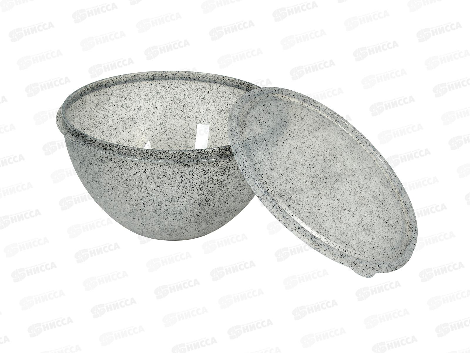 Миска 2л с цветной крышкой серый гранит Ангора *18