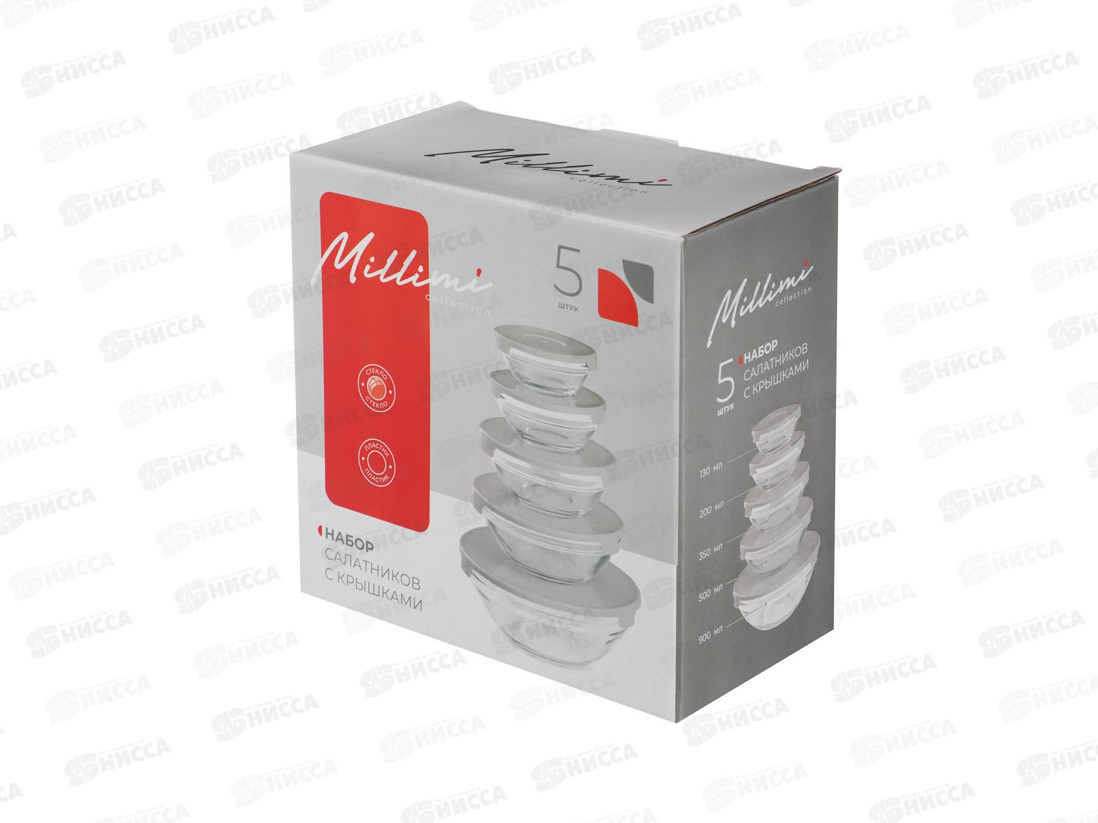 Набор салатников с крышкой 5шт стекло, серый MILLIMI 878-609 г