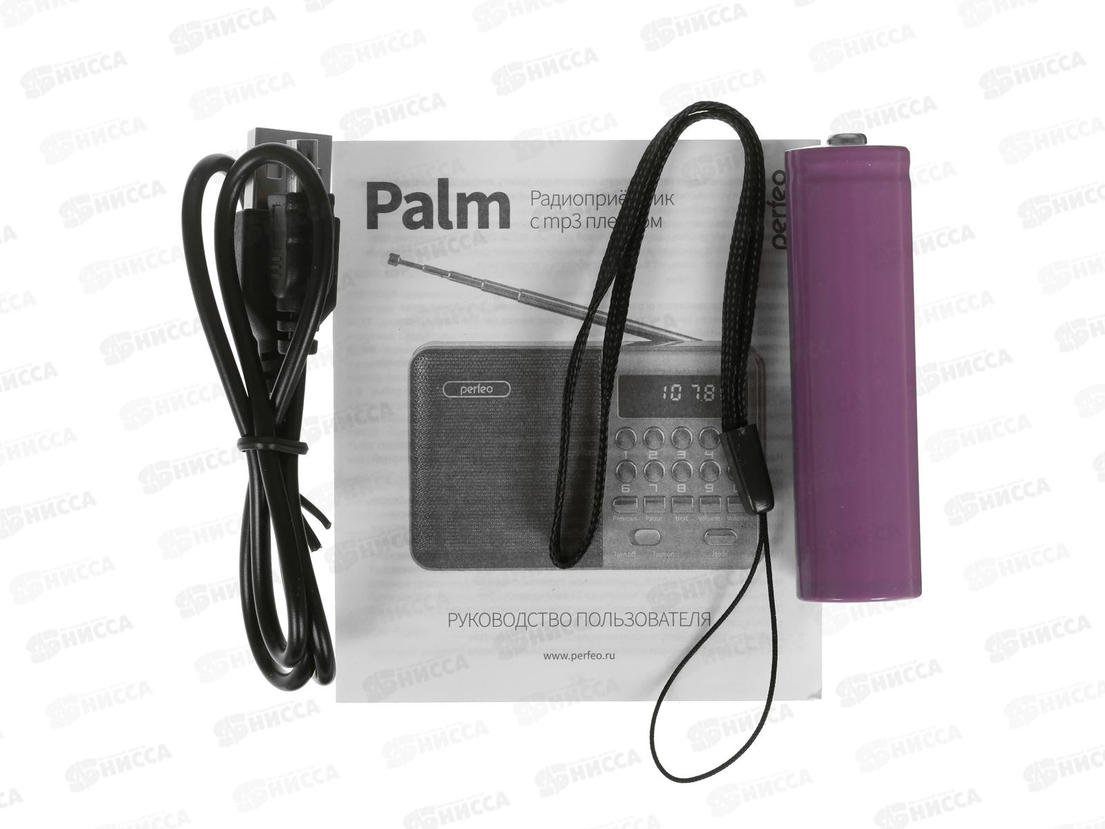 Радиоприемник Perfeo цифровой PALM Next FM 87.5-108МГц, MP3, Bluetooth 5.3, USB или 18650, черный, PF_D0566