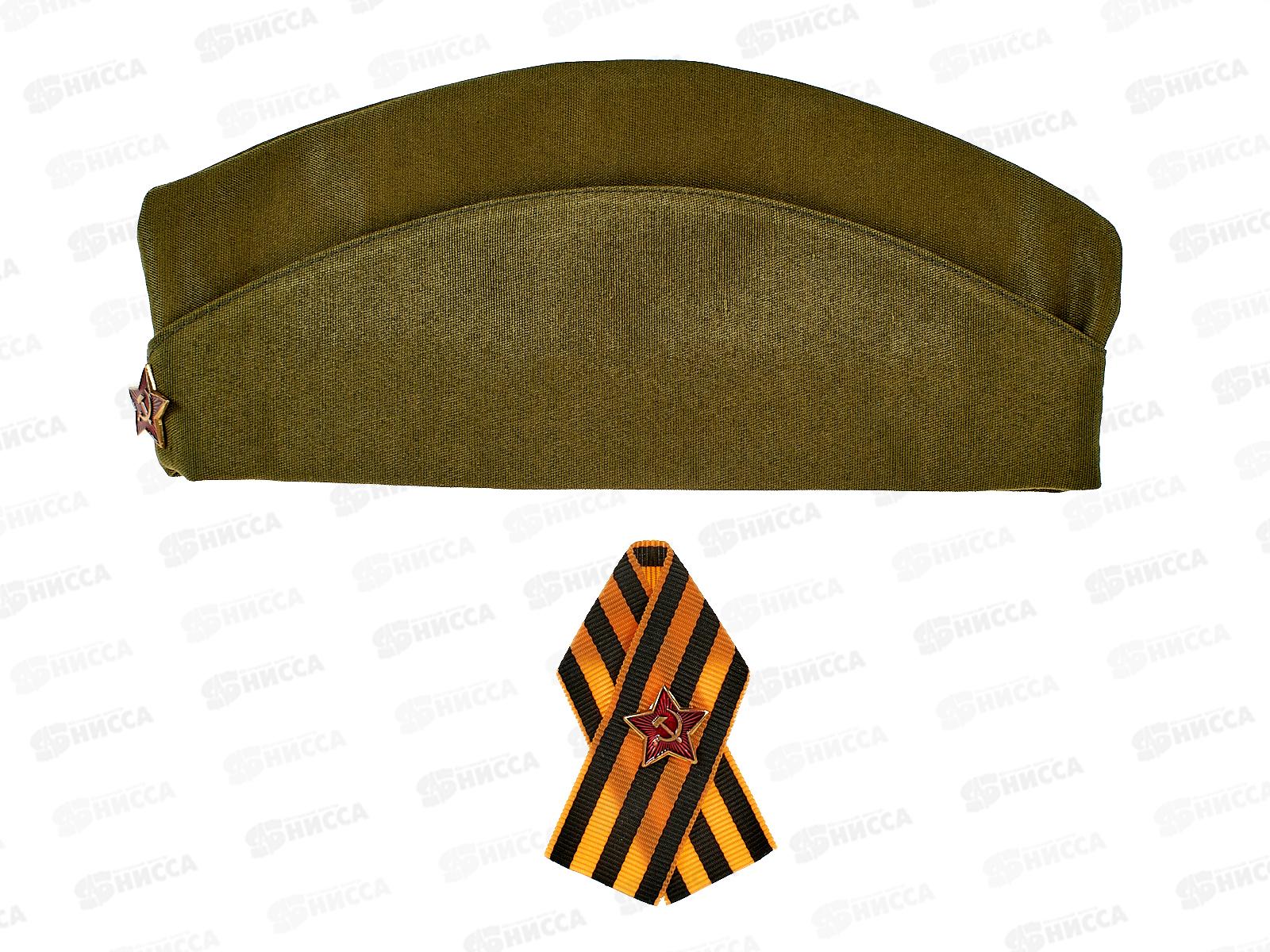 Пилотка со звездой (эконом) размер 54+брошь ар.ПБР2-54