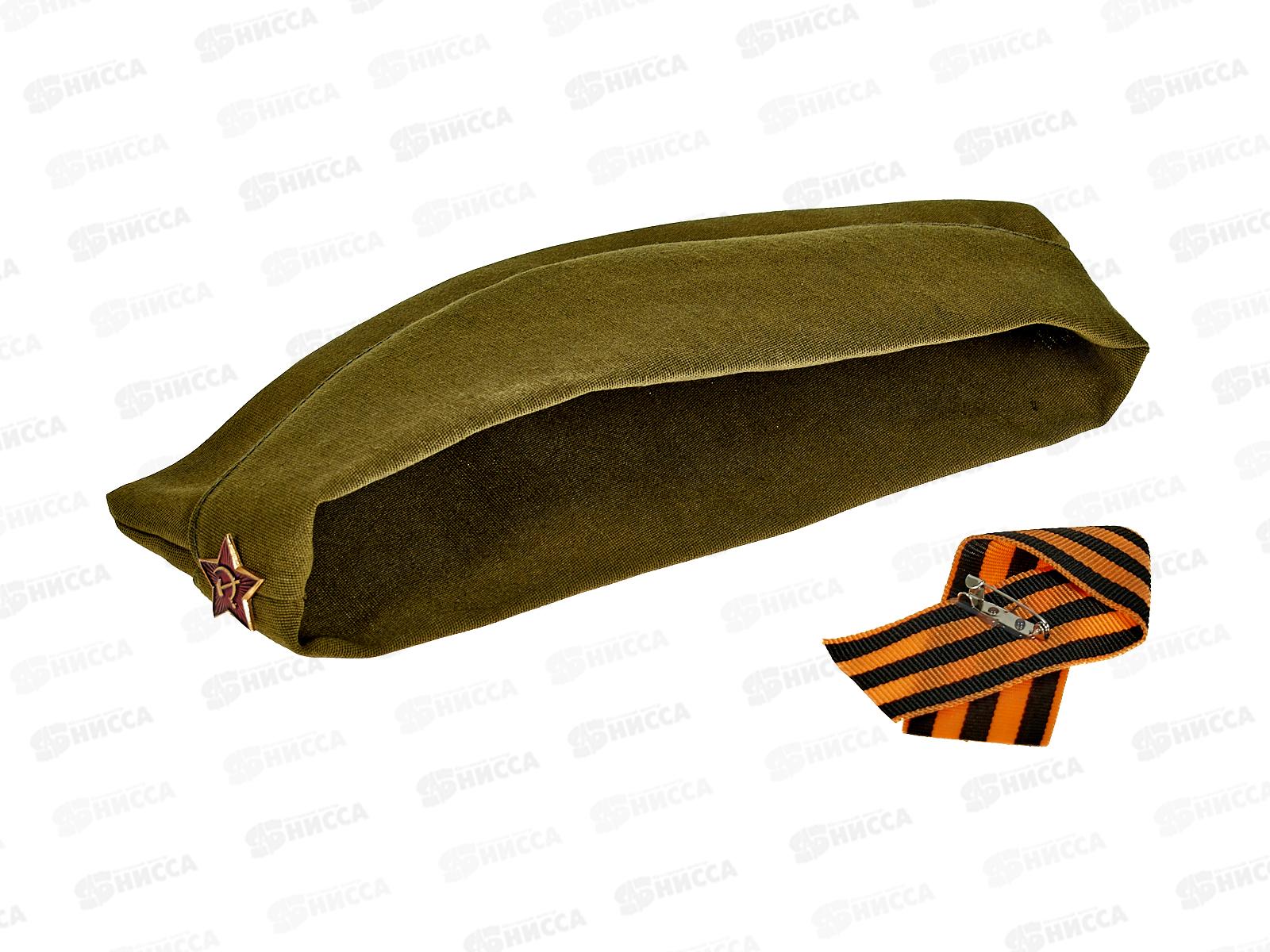 Пилотка со звездой (эконом) размер 54+брошь ар.ПБР2-54