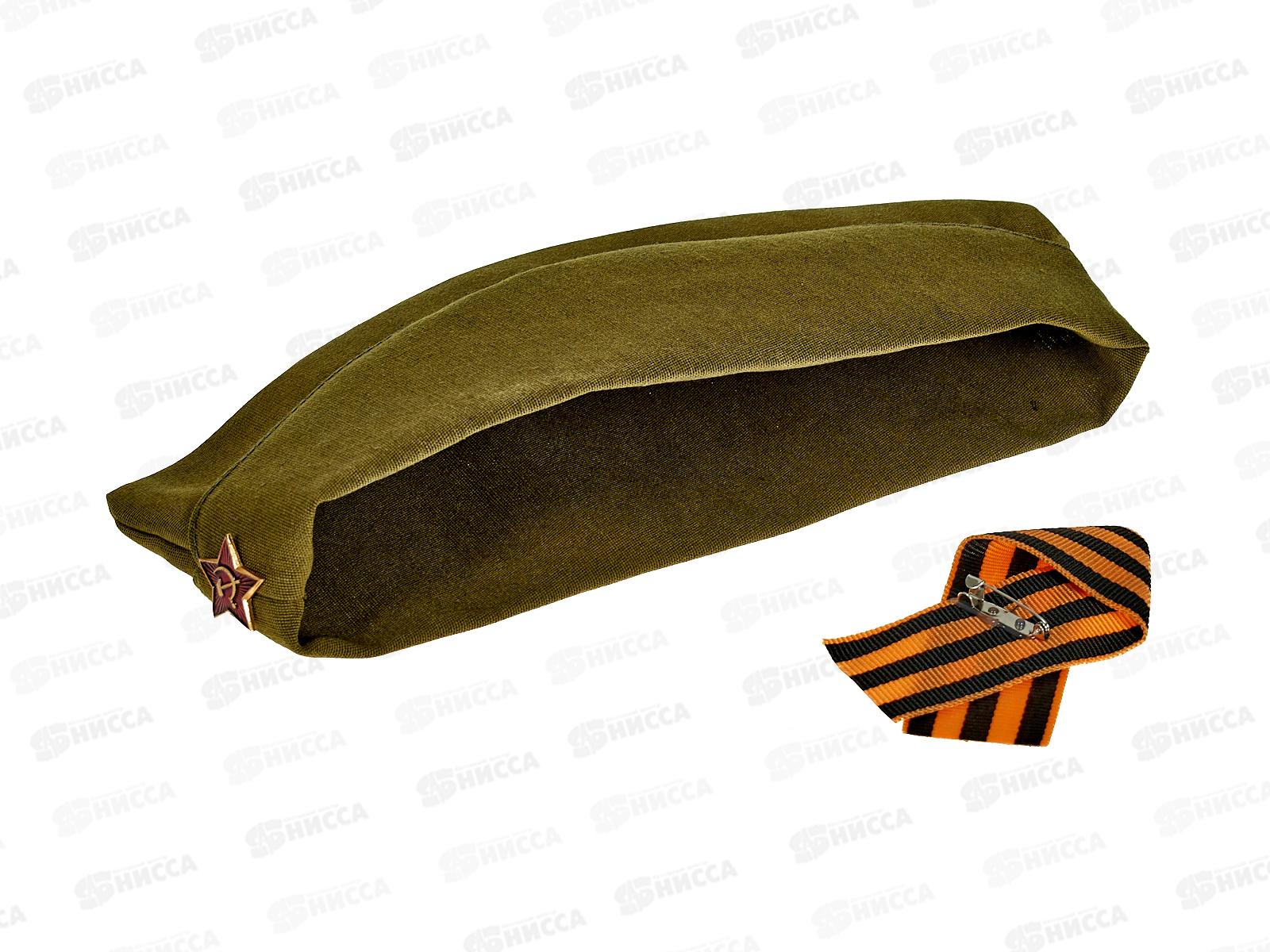 Пилотка со звездой (эконом) размер 56+брошь ар.ПБР2-56