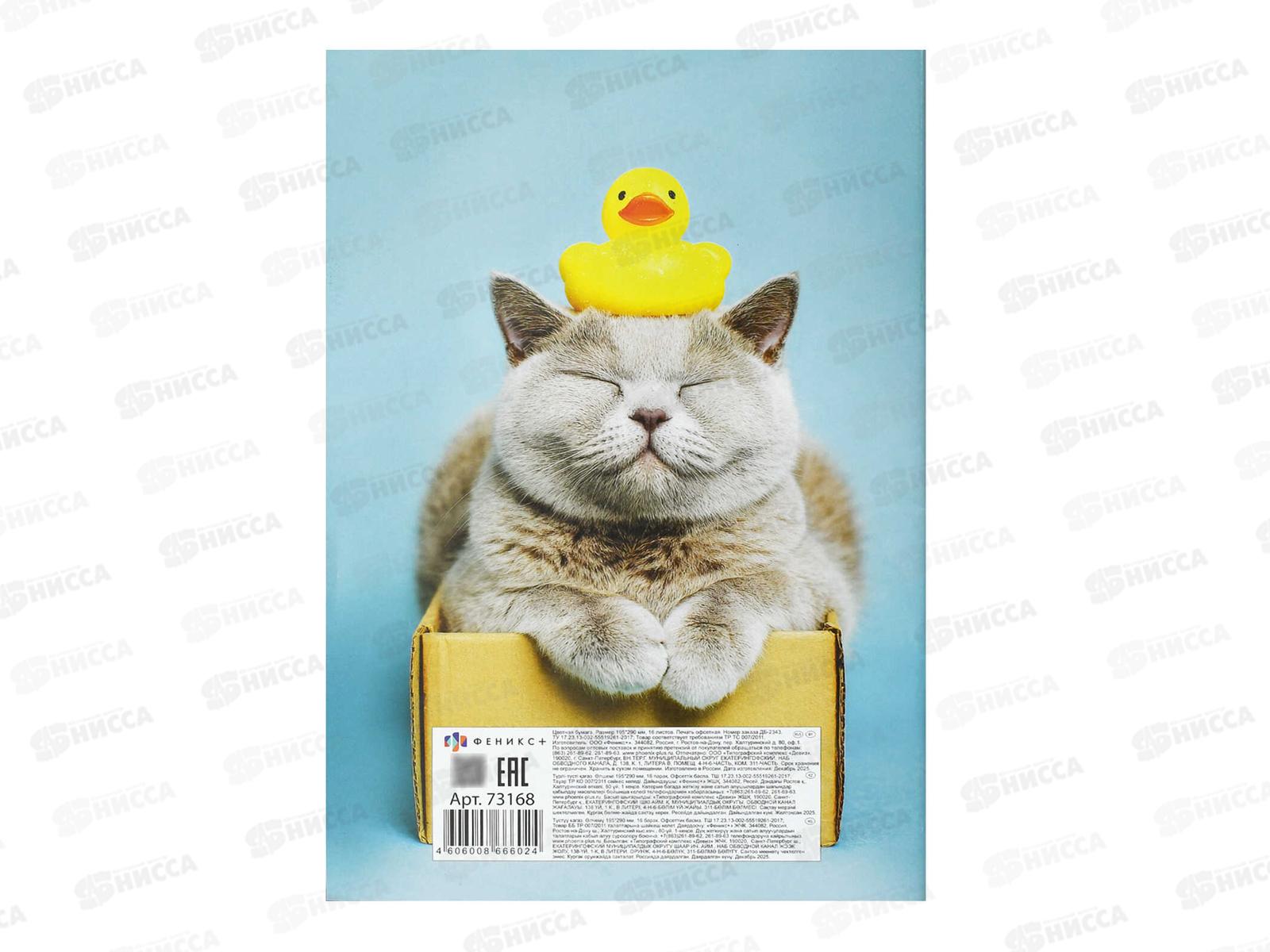 Цветная бум. 16л ФЕН 200*275мм Кот с уткой 73168  *50