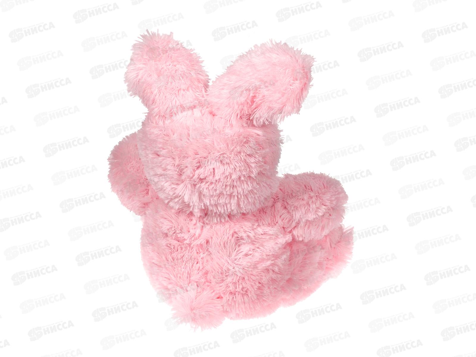 Заяц Ляля 30см, цвет-розовый, с лентой  Мила