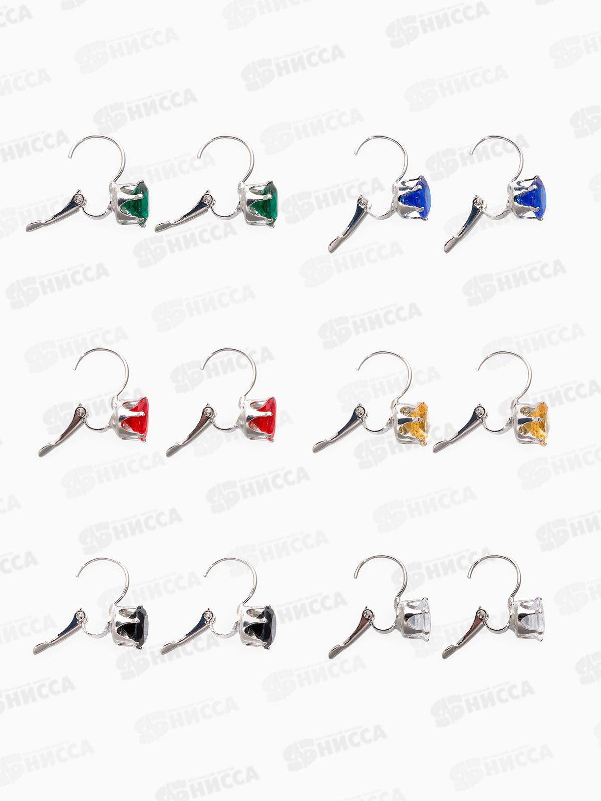 Серьги со стразами &quotКонфетти&quot микс в серебре, 4448463