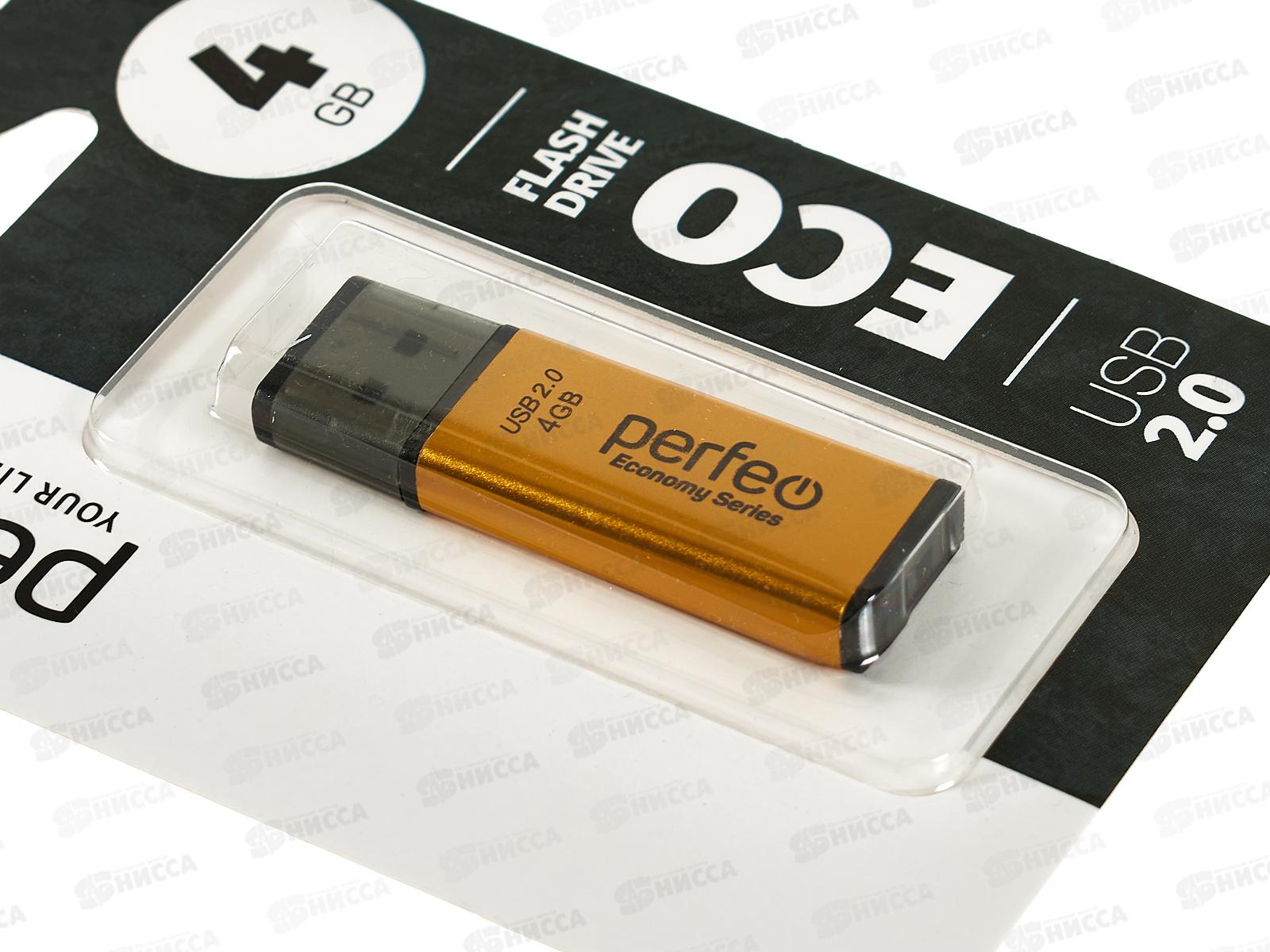 Флеш-карта Perfeo USB  4Gb E03 Gold economy series