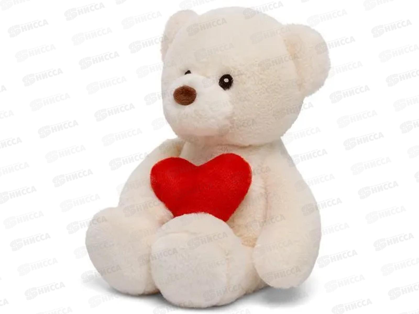 Медведь Люк, молочный с сердцем, 35см (МЛюк/25/53)