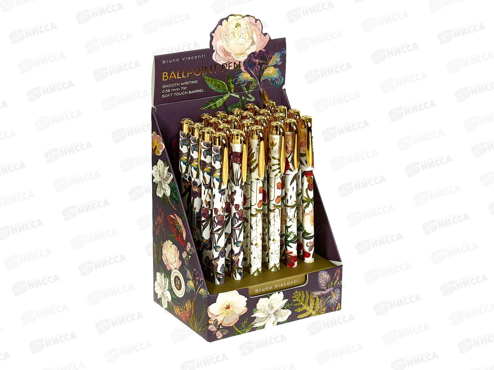 Ручка шар. B.V. Flora Bloom Flowers синяя 0.38мм 20-0215/76*24