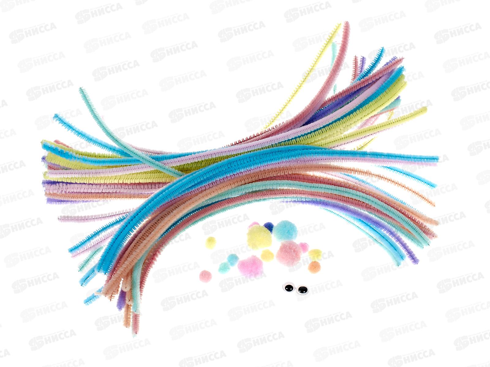 Набор д/творч. Mazari проволока синельная 50шт+помпоны 10шт +глазки 2шт. М-20784