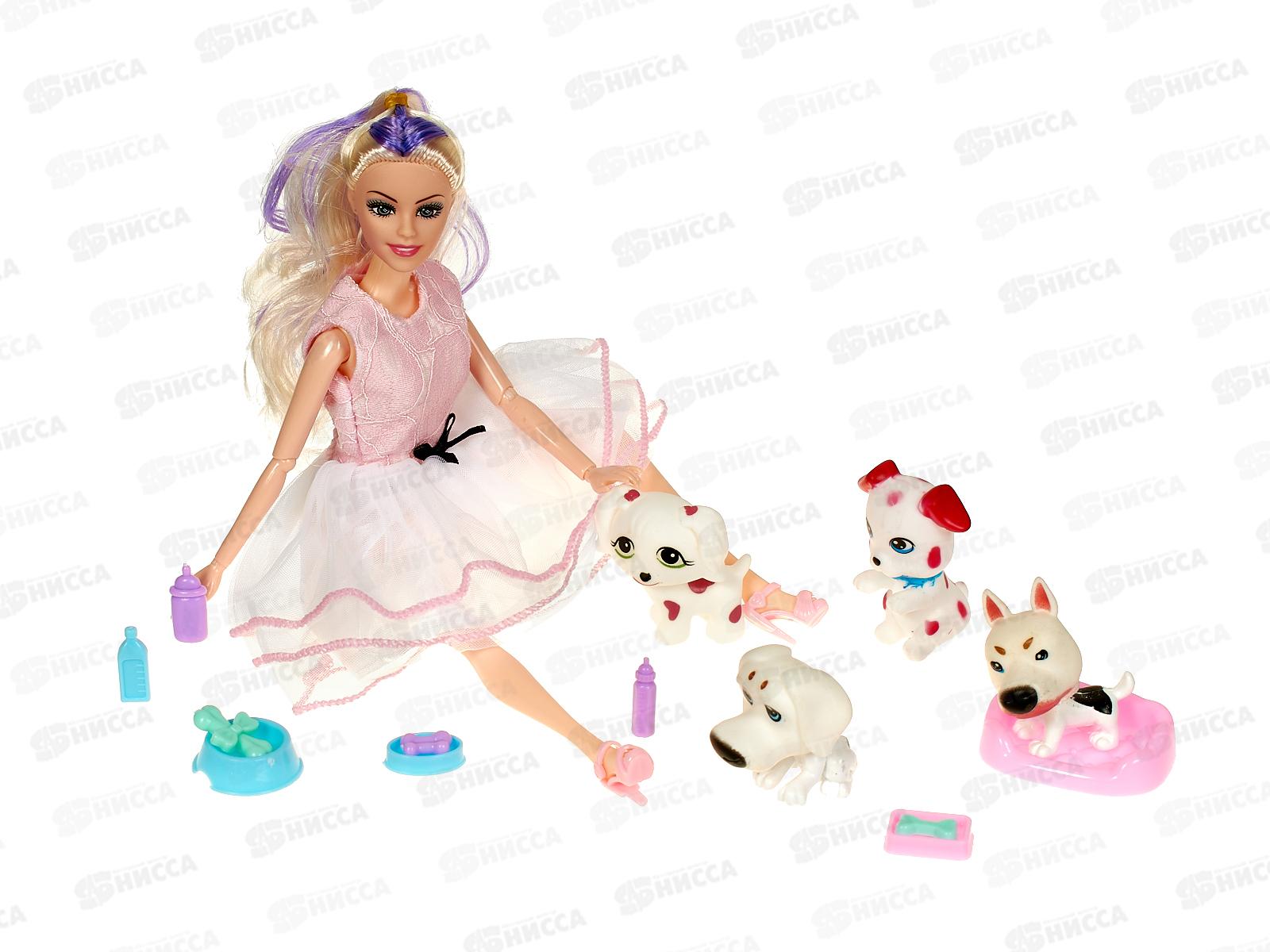 Кукла-модель 29см шарнирная, с 4 дом. питомцами, 3 вида, 1000038