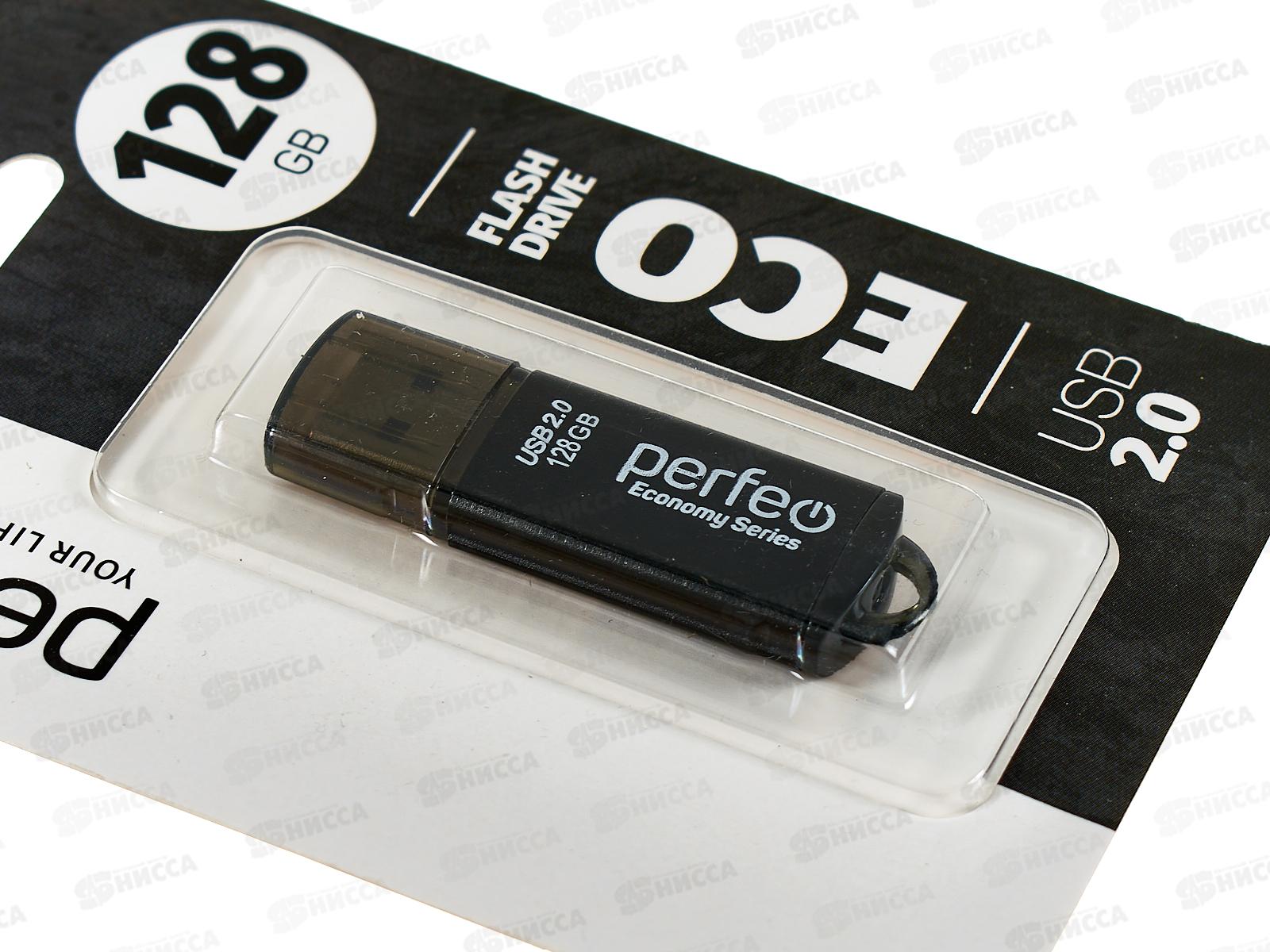 Флеш-карта Perfeo USB128GB E01 Black economy series, PF-E01B128ES