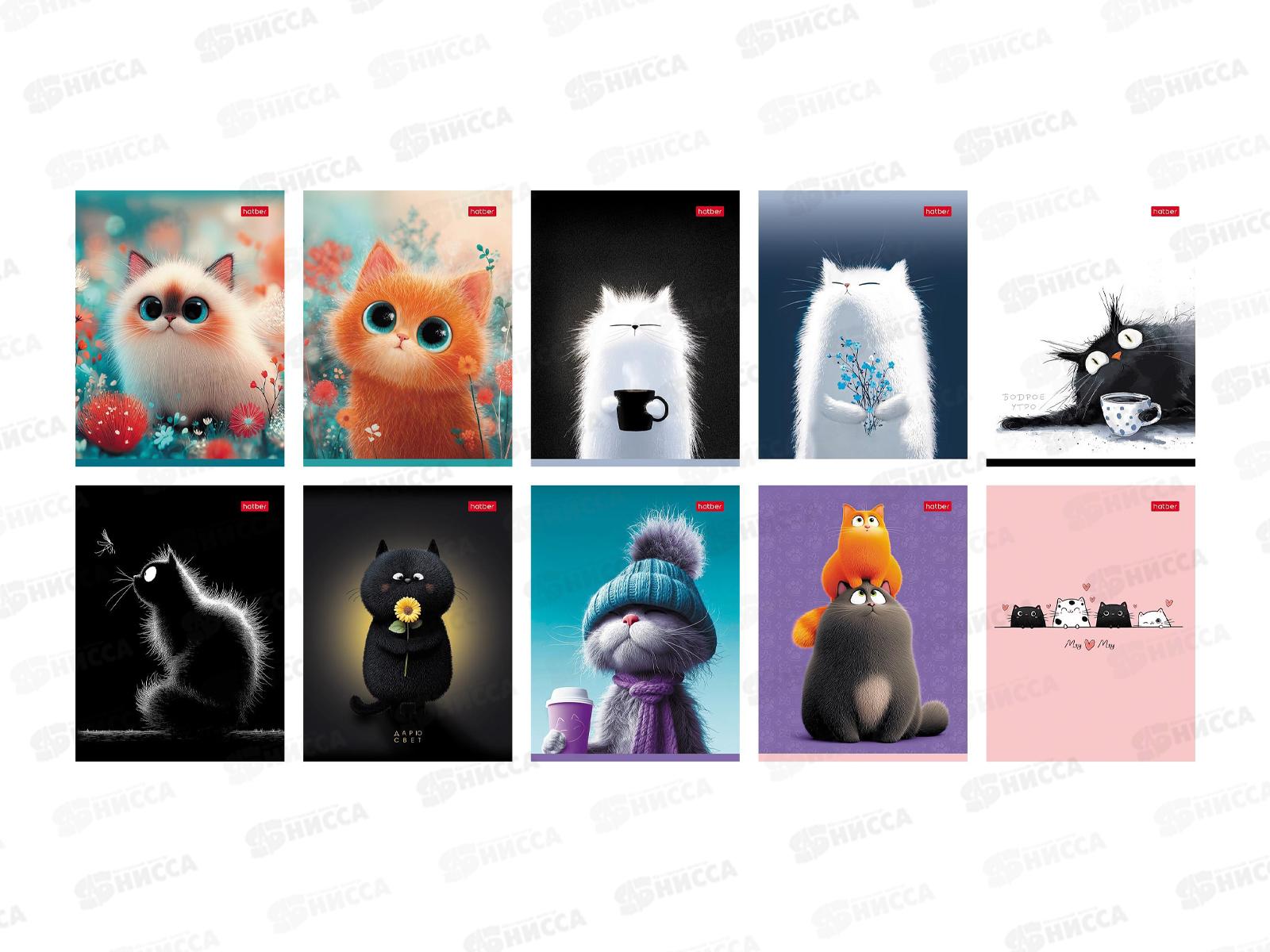 Записн.книжка Hatber А6 32л Котэ. на скобе 10диз. 090687 *12/120