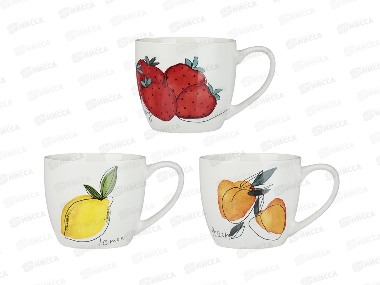 Кружка 500мл Фрукты микс, фарфор, 3 дизайна, MILLIMI, 806-511 г
