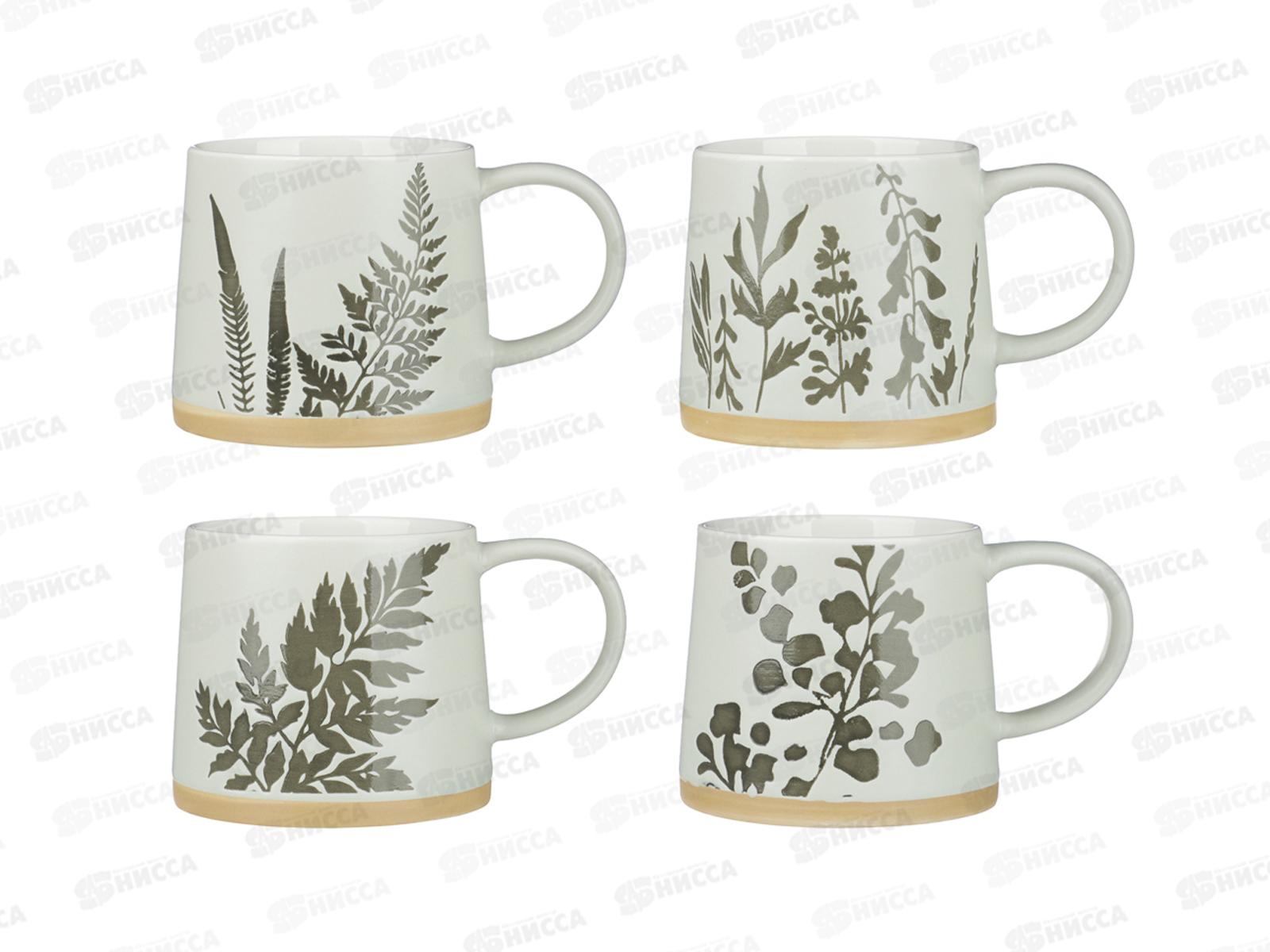 Кружка 380мл Ботаника, фарфор, 4 дизайна, MILLIMI, 806-518 г