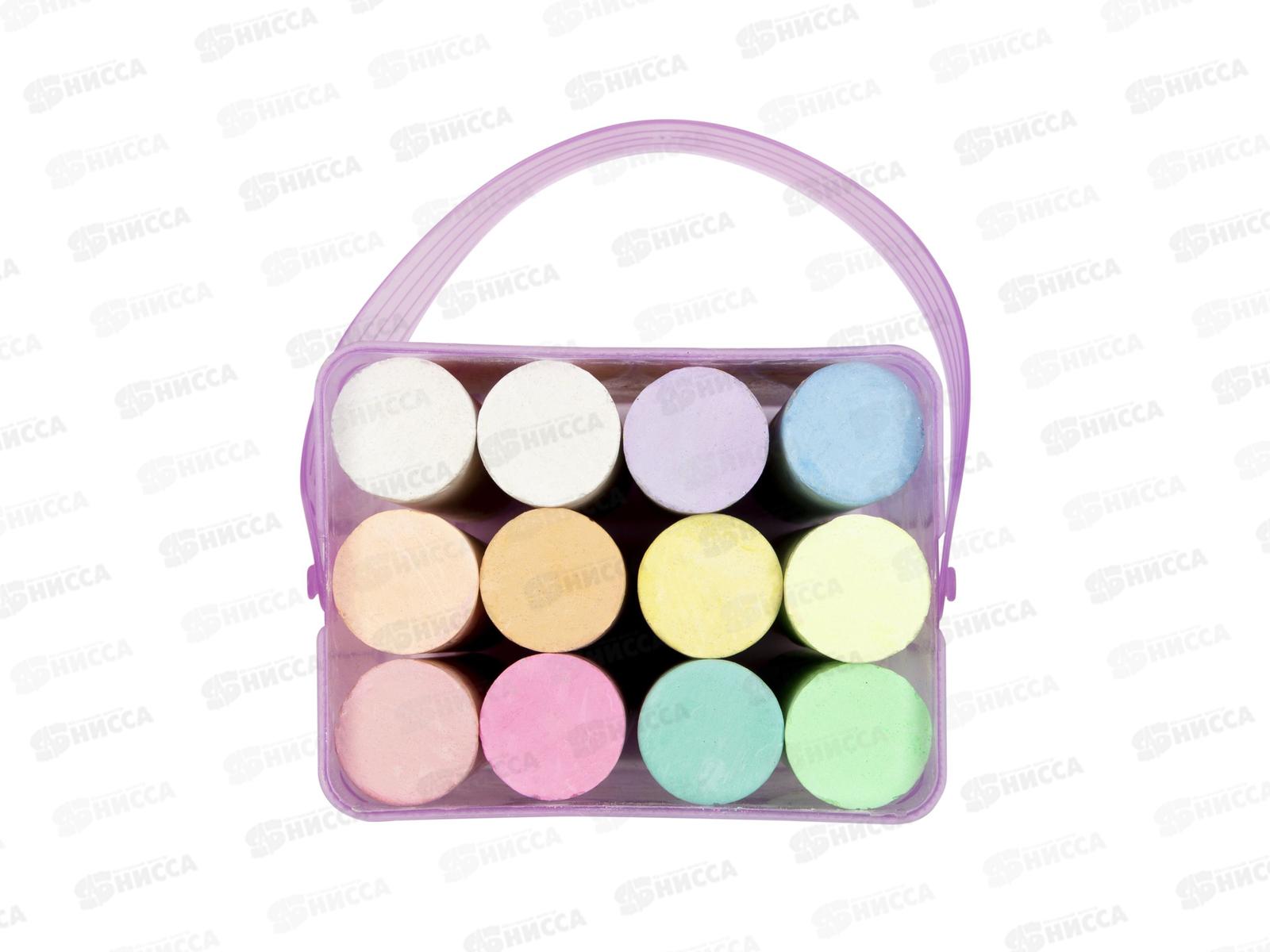 Мел Каляка-Маляка 12шт. неон/блестки. дасфальта, ведро, МАДГНКМ12 *16