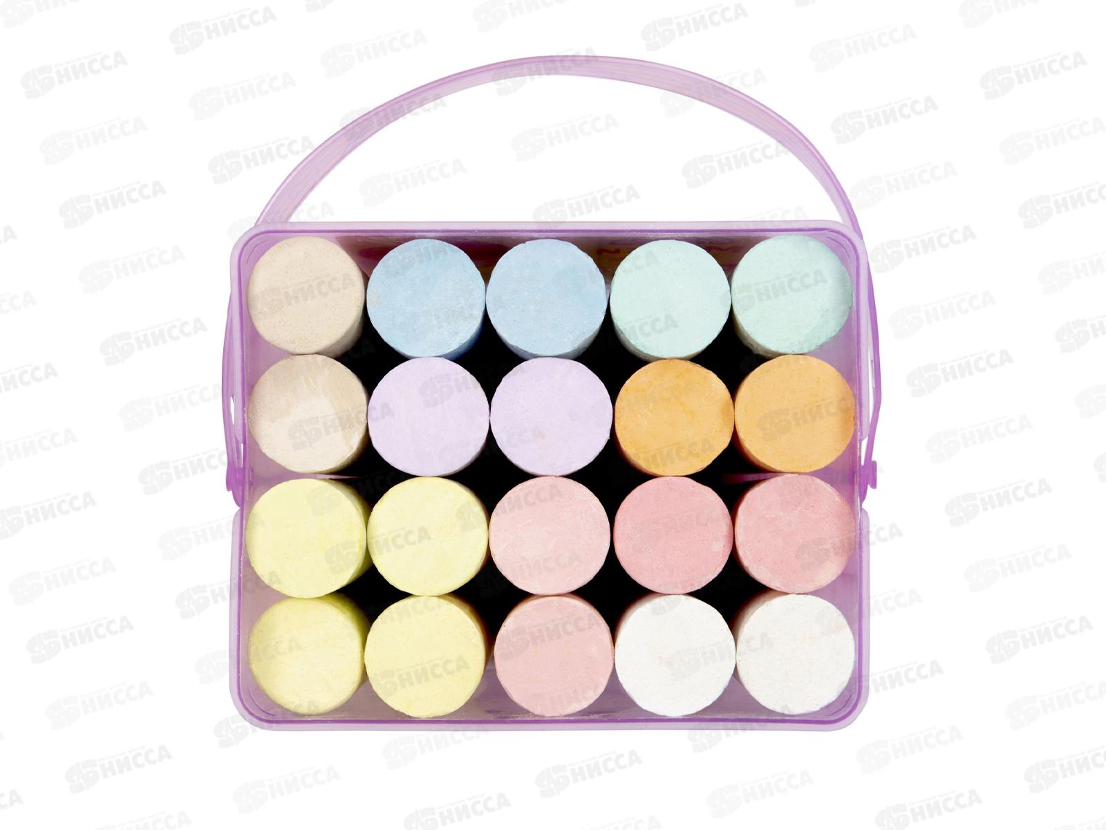 Мел Каляка-Маляка 20шт. неон/блестки. дасфальта, ведро, МАДКМ20 *8/16