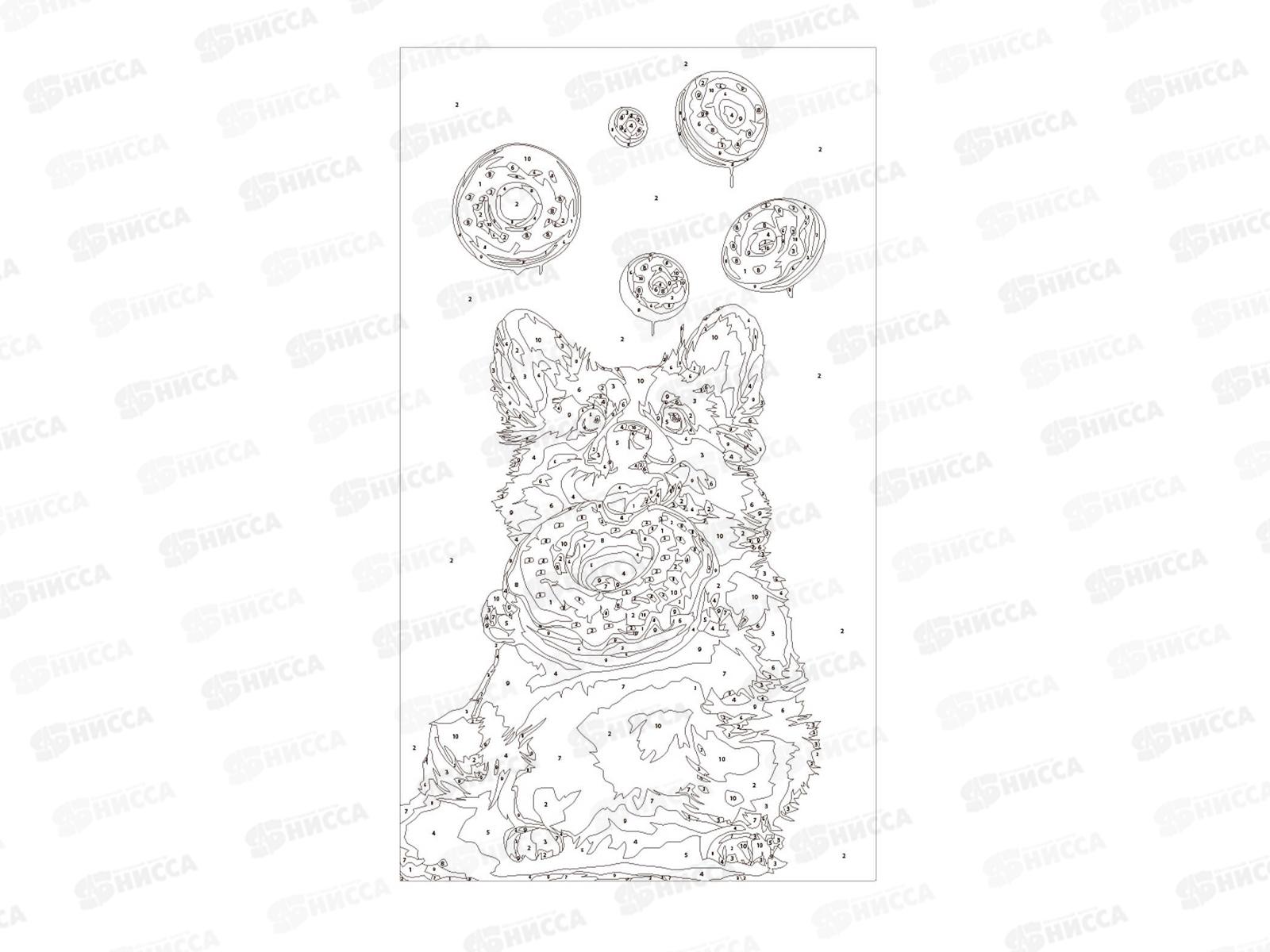 Картина по номерам ФЕН на свертке Корги с пончиком 20*35 71269 *1