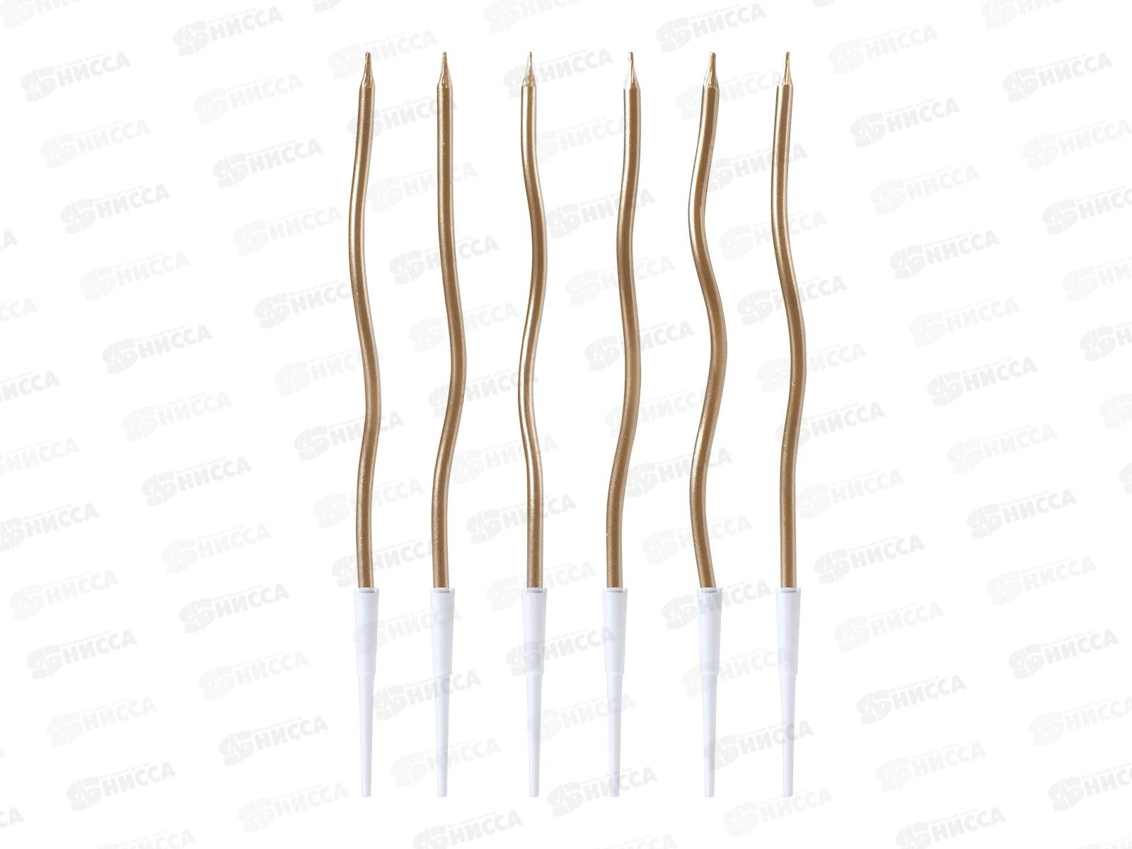 Свечи д/торта PATERRA Волнистые золот.6шт в уп  491-001   *24