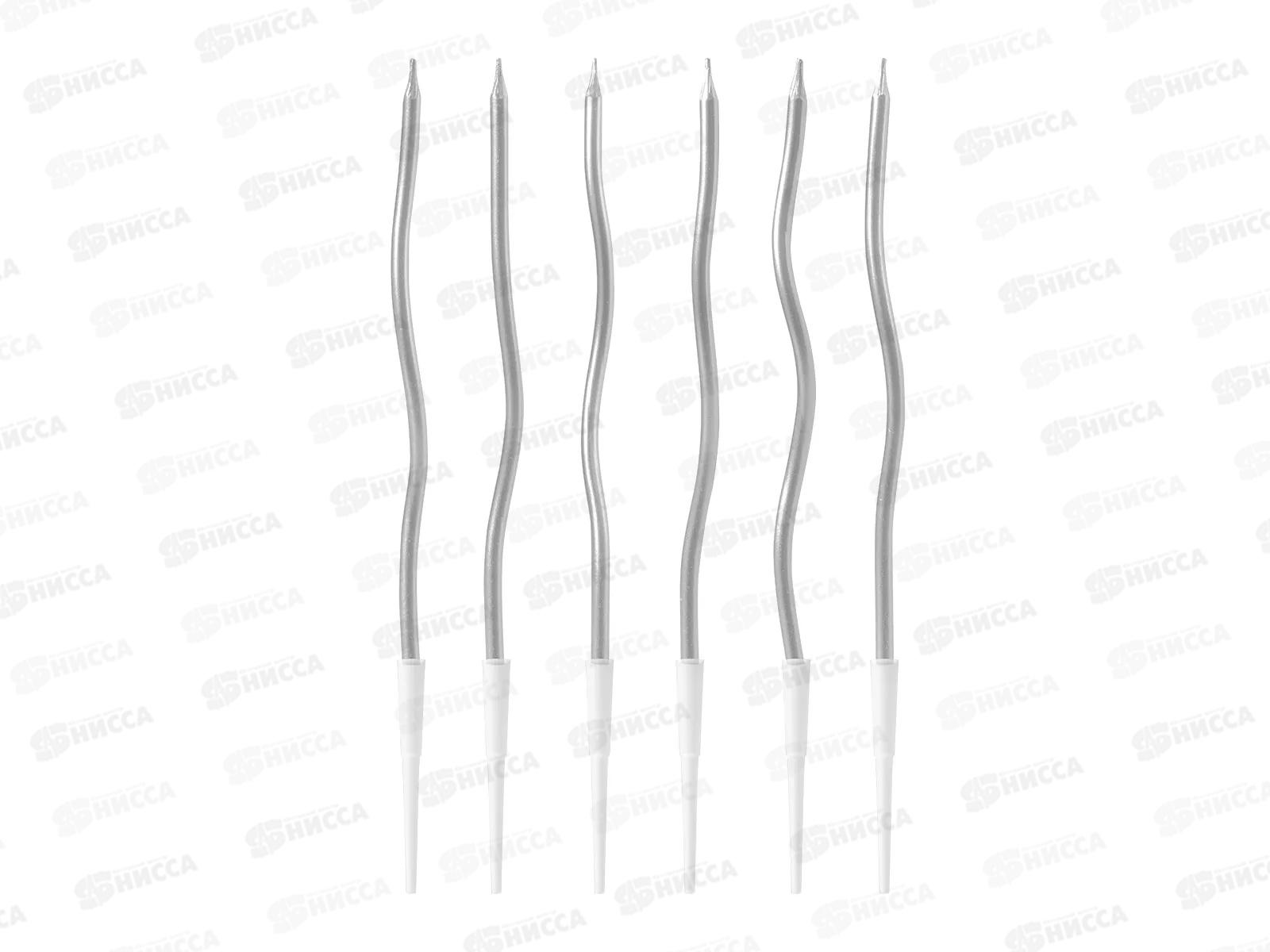 Свечи д/торта PATERRA Волнистые серебро 6шт в уп  491-002   *24