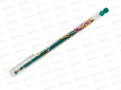 Ручка гелевая CROWN зеленая, люрекс, одноразовая, MTJ-500GLS(D) *12