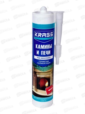 Герметик KRASS 300мл силикат для каминов и печей черный, 9591988 *12/1440 СРОК ДО 10.26
