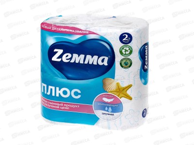 Бум. туалет. ЗЕВА+(Zemma) 2-х сл. С аром океанической свежести уп4 *24