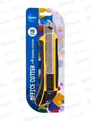 Нож канцелярский CENTRUM 82937 18мм+запасное лезвия *12/96