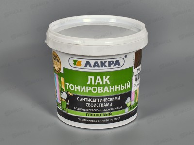 ЛАК воднодисперсионный тонированный Орех 0,9кг Л-С *6 ЛАКРА