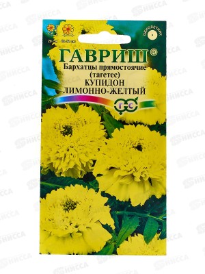 Бархатцы прямостоячие Купидон лимонно-желтый 20см (Тагетес) 0,05 грамм  *10 ГШ +