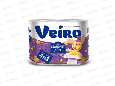 Бумага туалетная Linia Veiro Standart plus 2слойная, 4шт *15  /3C24