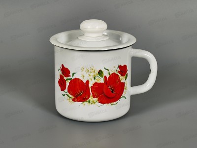Кружка 1,0л с крышкой, с  декором С0207.3 *8